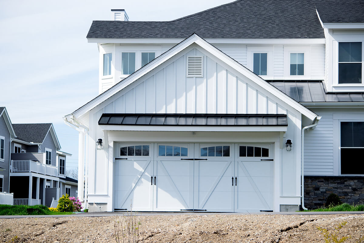 Garage Door painted in white color
