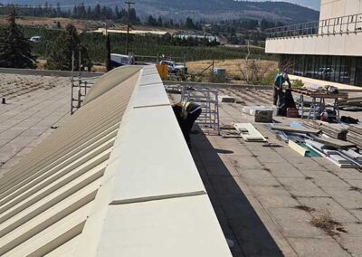 Interior Roofing metal trim on commercial roof vert
