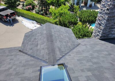 Interior Roofing new grey shingles near skylight