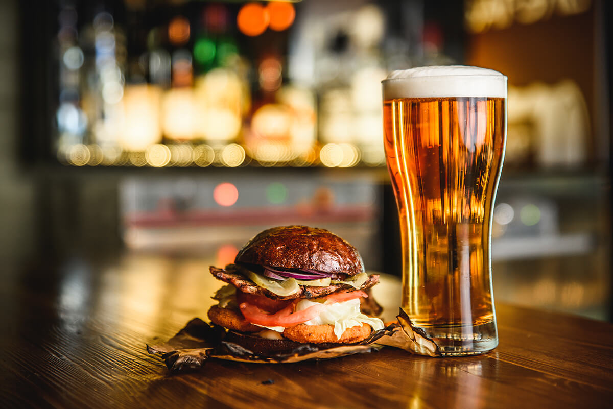 burger and light beer